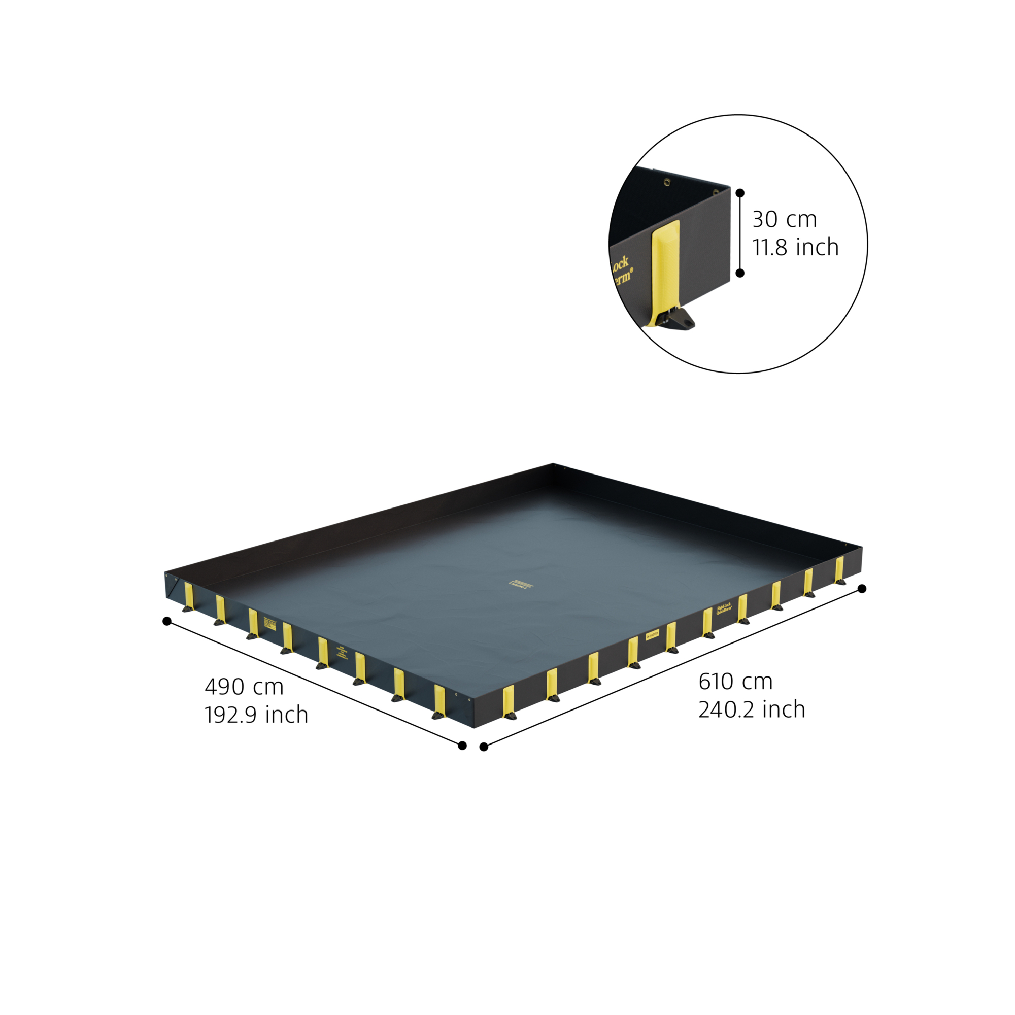 Justrite Drive Over Berm — 16ft. x 20ft. x 12in., 2390 Gallon Capacity, Rigid-Lock QuickBerm, Black, Model# 28530